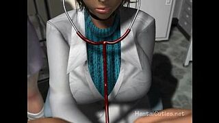 Busty anime nurses sucking a patients cock