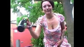 Crazy Mature Flashers Fucking Herlself With A Beer Bottle In Public