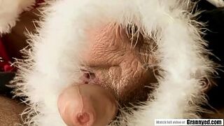 Very old hairy pussy fucked by a young stud