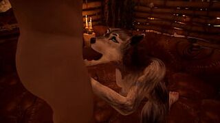 A guy with a big penis fucks a furry wolf | Big Cock Guy | 3D Porn WildLife