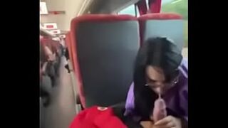 Blowjob and fucking in a public bus