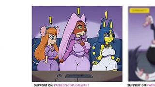 Ankha, Maid Marian and Gadget searching the web