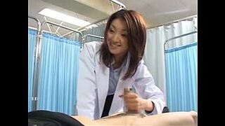 Japanese female doctor makes her patient cum