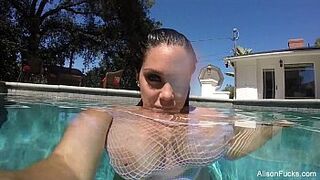 Alison Tyler swims and masturbates in the pool