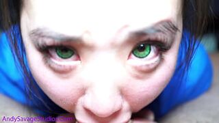 Green Eyes ASIAN NURSE deepthroat POV blowjob for her patient! Andy Savage