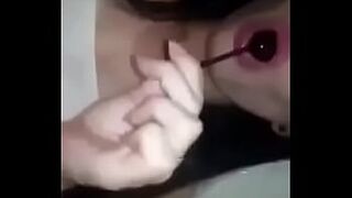 Hot wet teen masturbates with lollipop