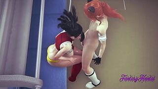 Boku No Hero Hentai 3D - Momo Sex in a Train blowjob and fucked - Japanese manga anime Cartoon Porn