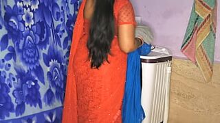 Indian hot StepMom got fucked while washing clothes with Clear Hindi audio